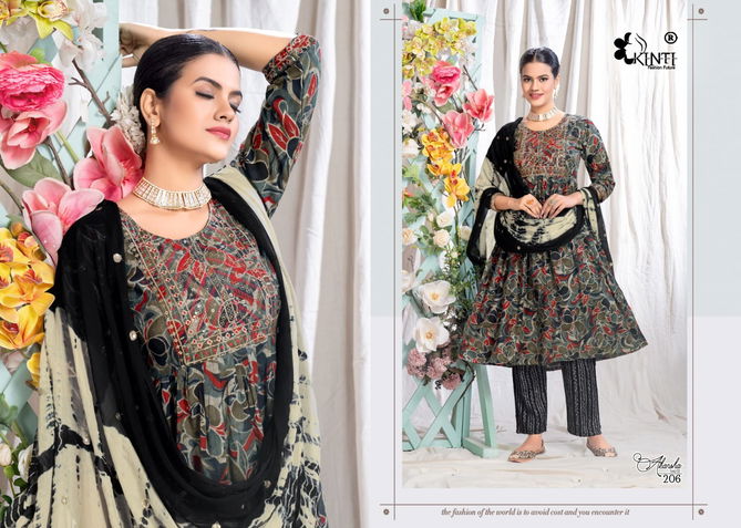 Akansha Vol 2 By Kinti Printed Naira Cut Kurti With Bottom With Dupatta 
